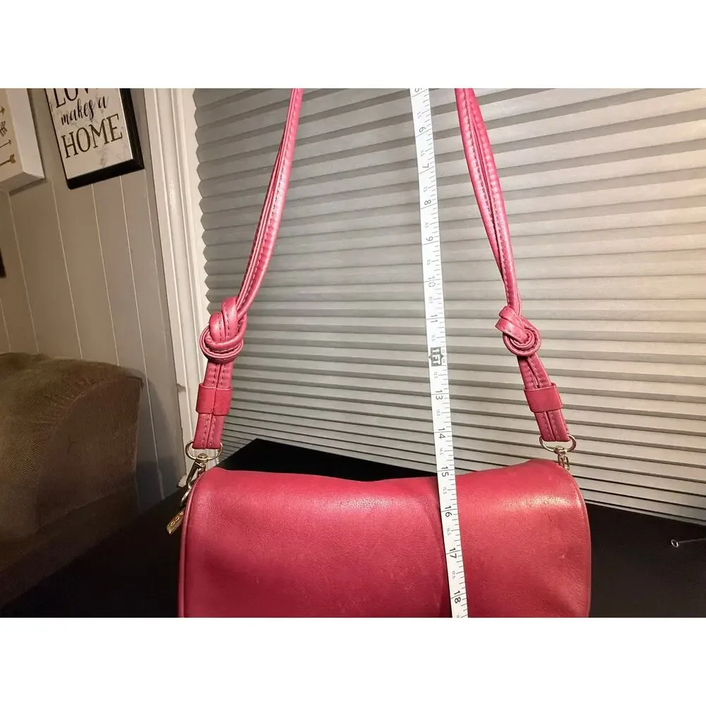 Stone & Co Red Leather Shoulder Bag Flap Purse Knot Strap Medium Y2K Style